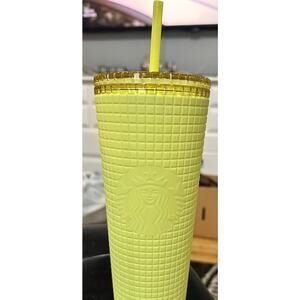 Starbucks Winter 2023 - Meadow Yellow Soft Touch Grid Tumbler (Cold Cup) - 24 oz